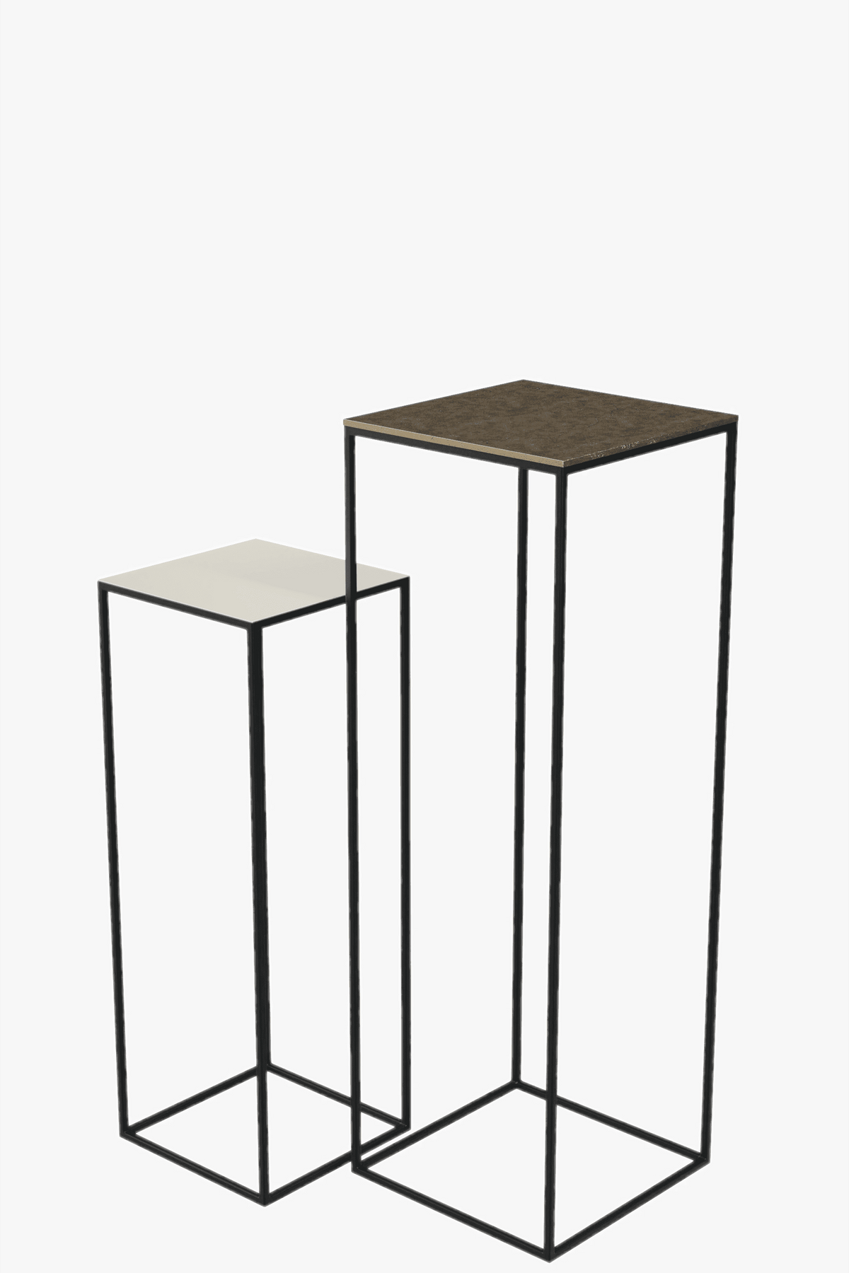 Fulham Pair Of Pedestal Tables (Brass & Pebble)