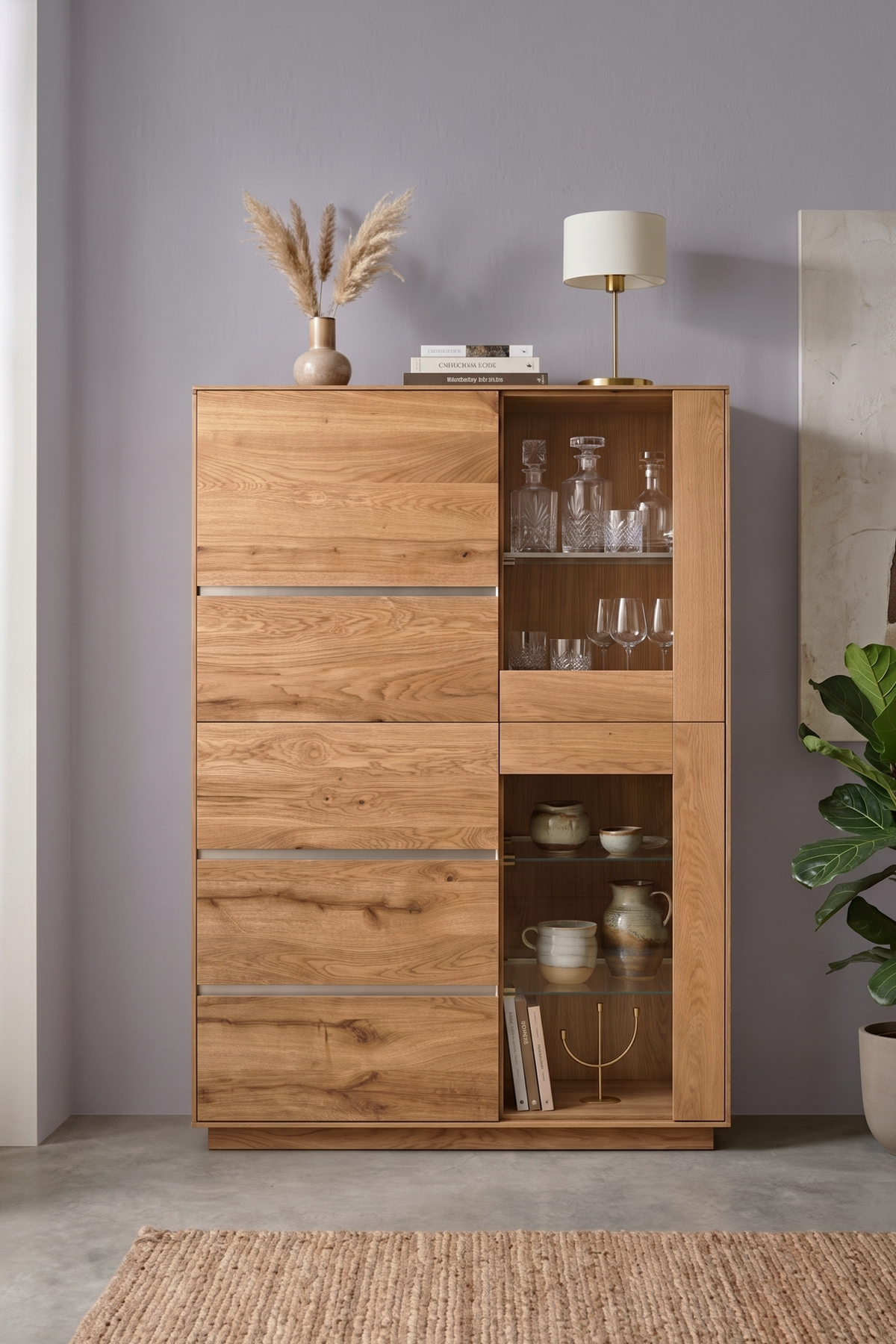 Fargo Highboard 2 Wooden 2 Glass Door