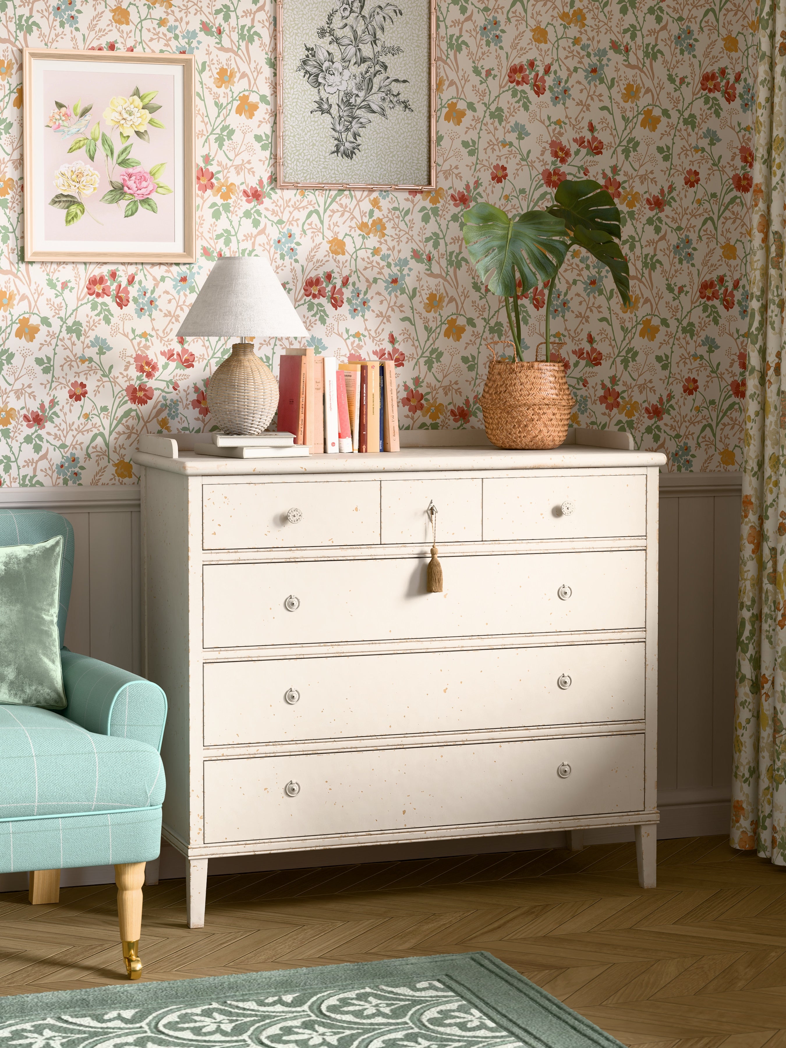 Antique White Annaside 3+3 Drawer Chest