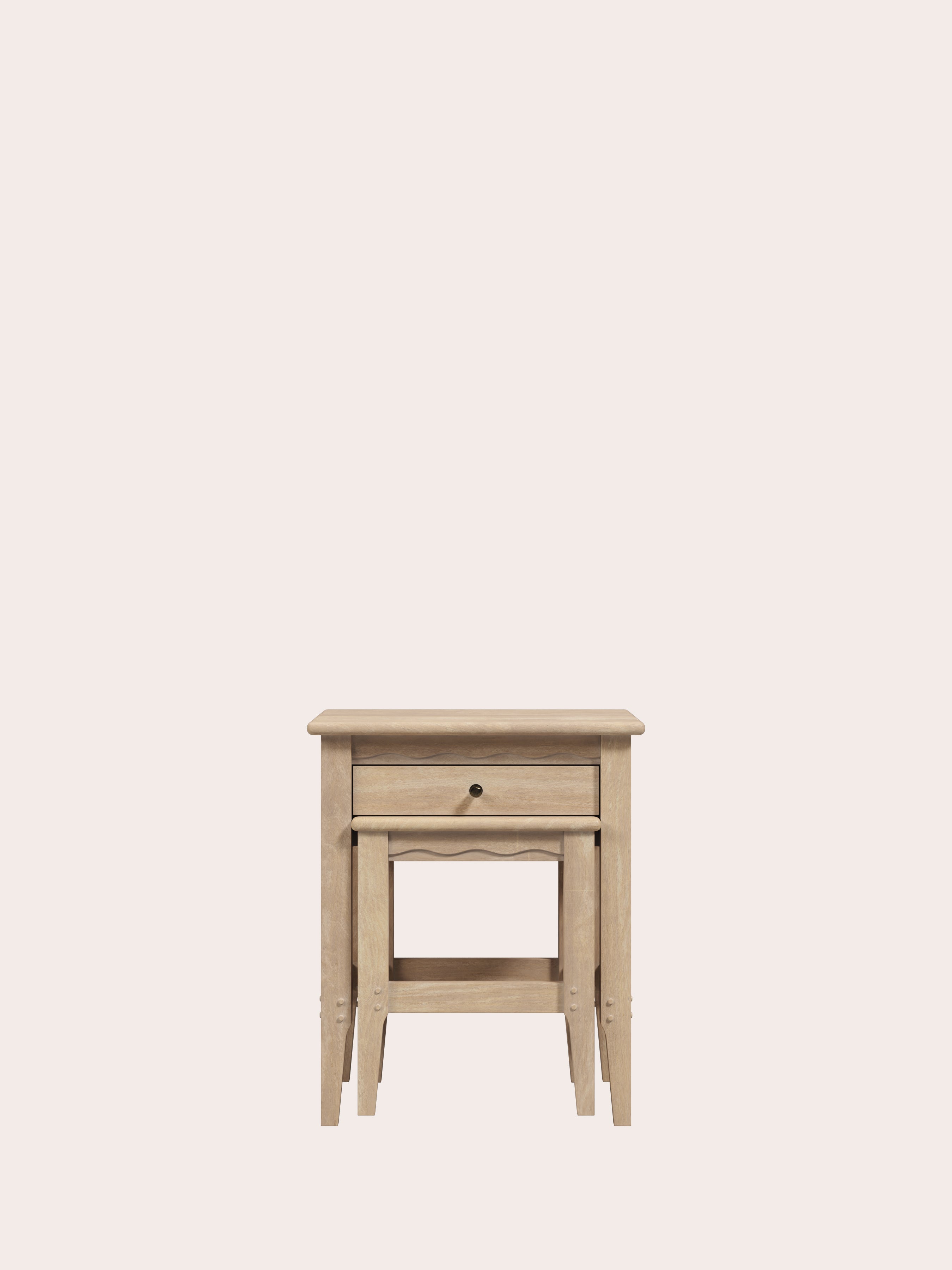 Washed Oak Calford 1 Drawer Nest Of Tables