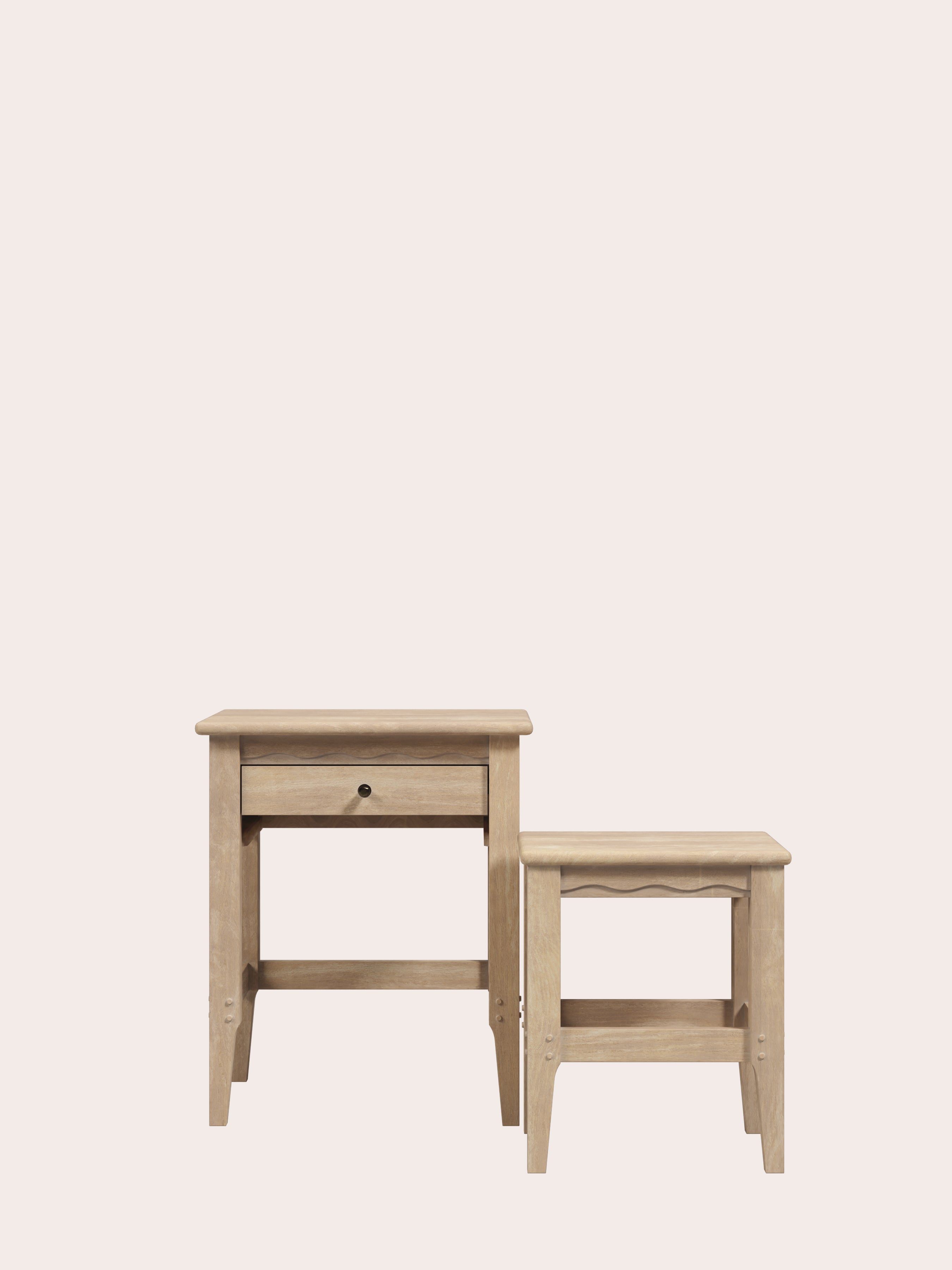 Washed Oak Calford 1 Drawer Nest Of Tables