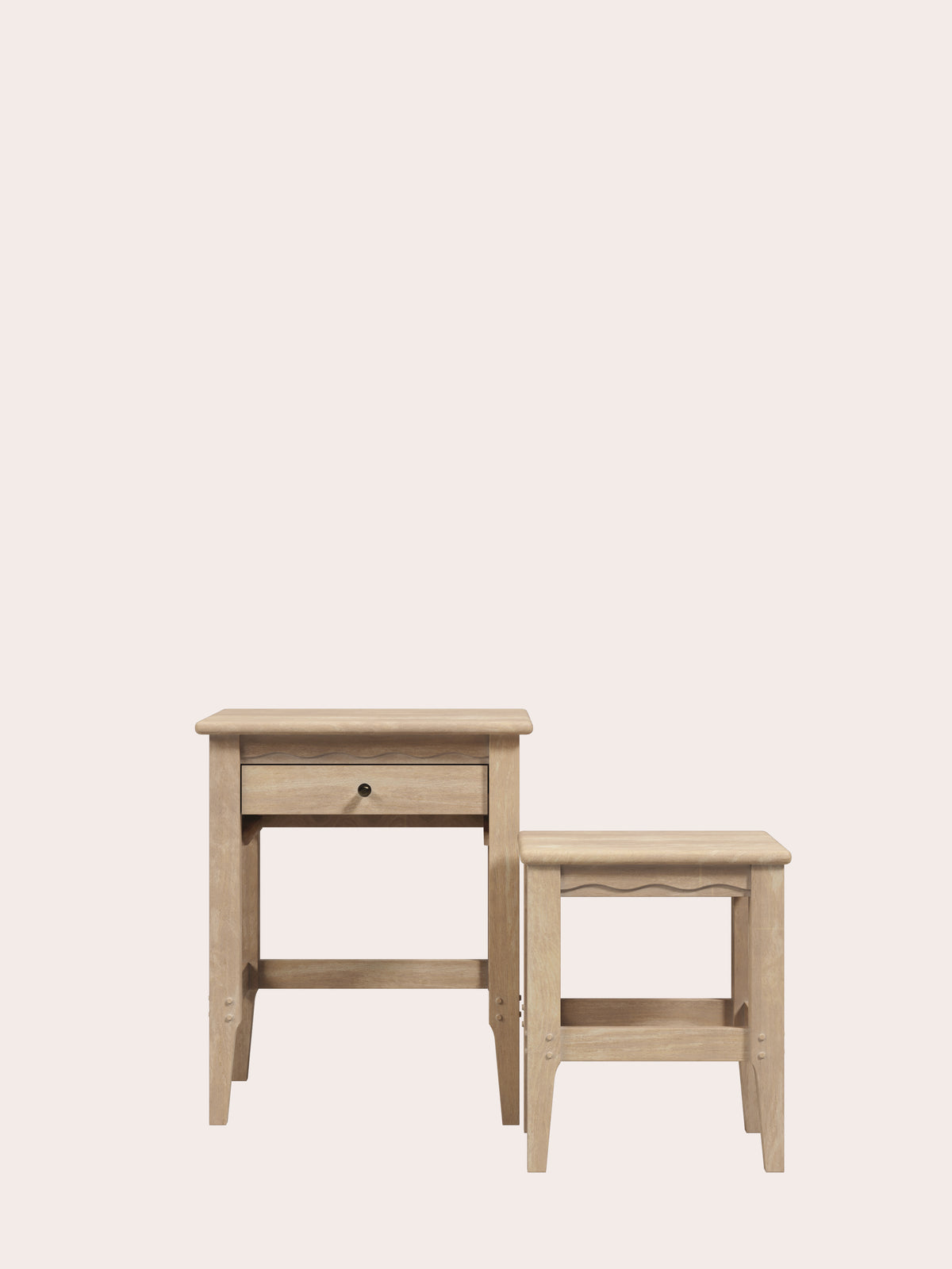 Washed Oak Calford 1 Drawer Nest Of Tables