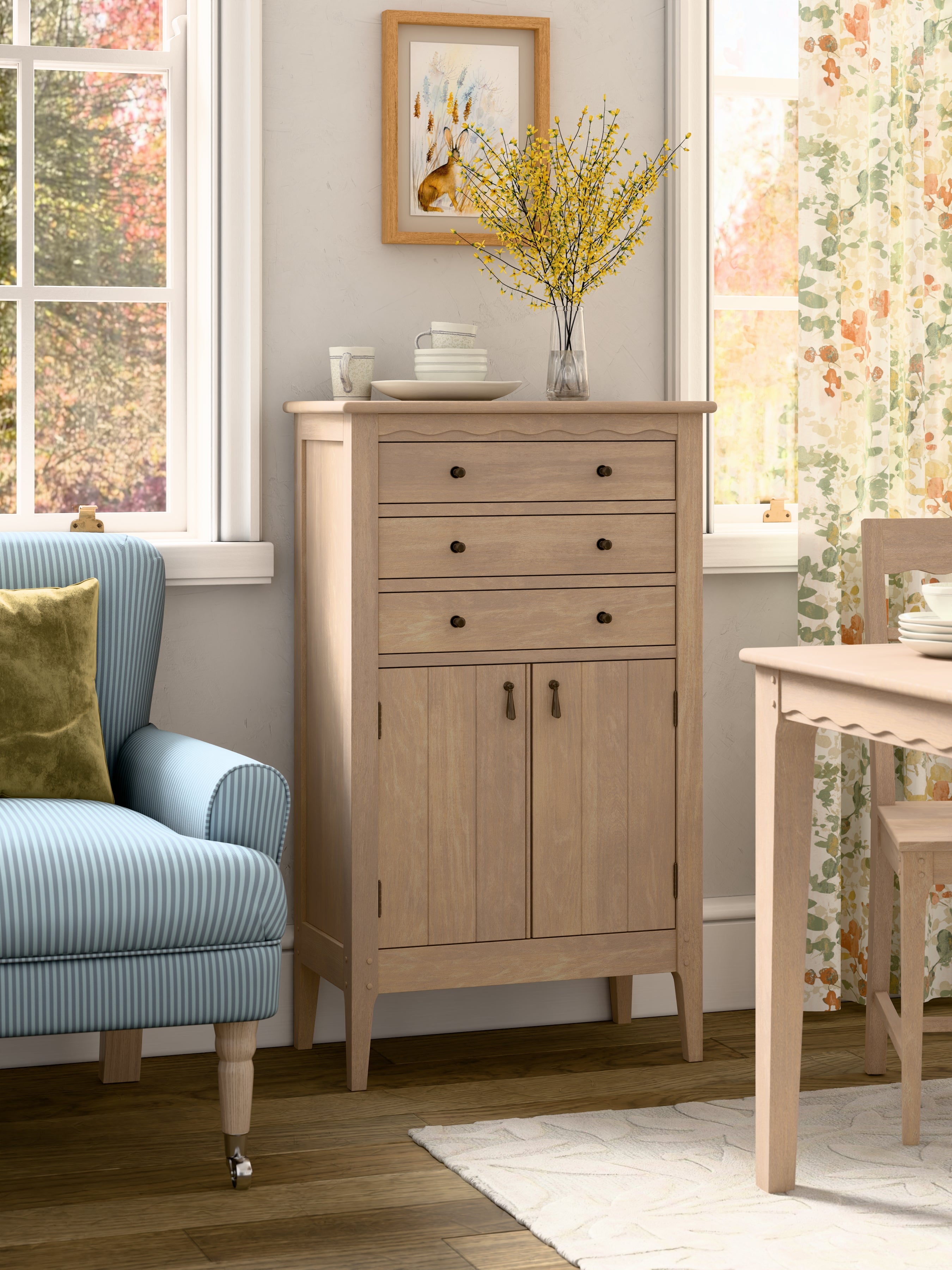 Washed Oak Calford 2 Door 3 Drawer Cabinet