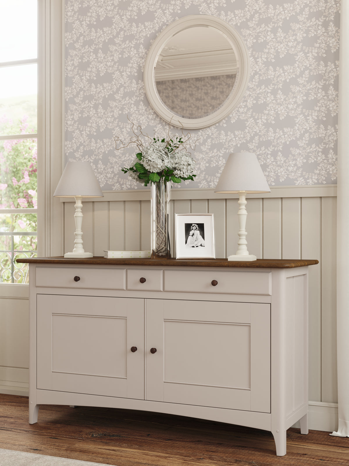 Soft Truffle Dark Chestnut Hapton 2 Door 3 Drawer Sideboard