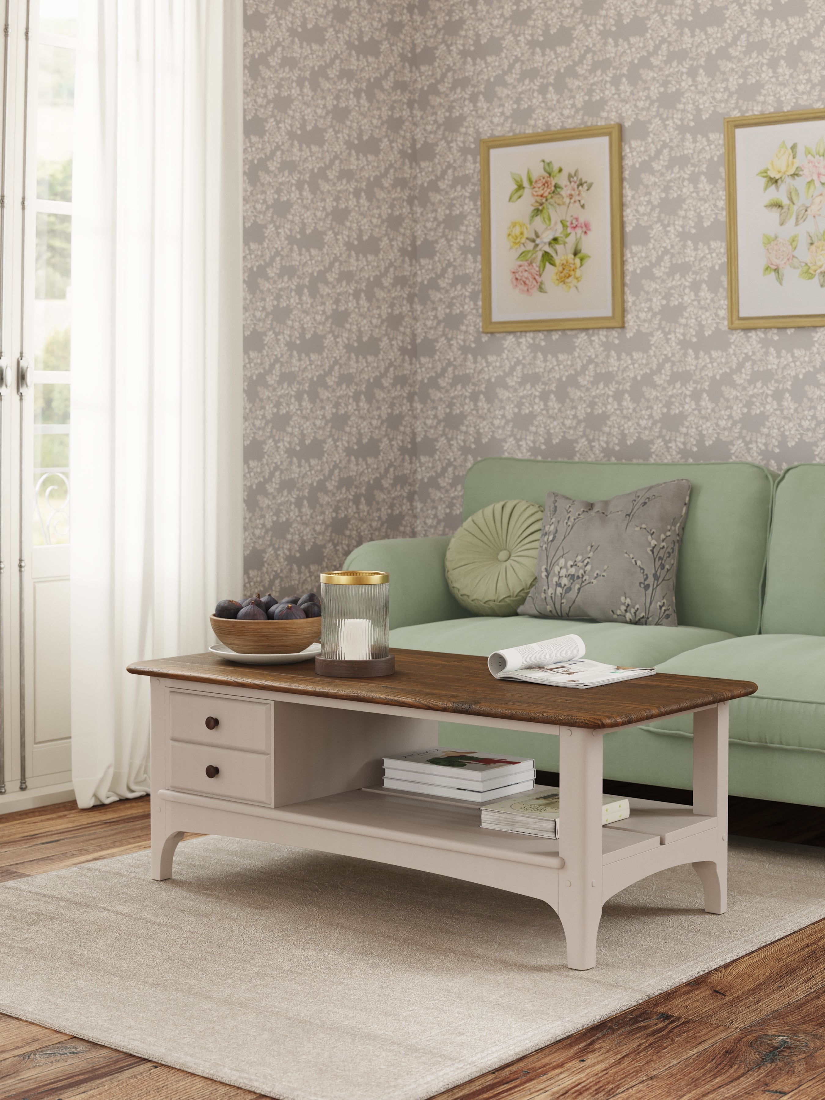 Soft Truffle Dark Chestnut Hapton 2 Drawer Coffee Table