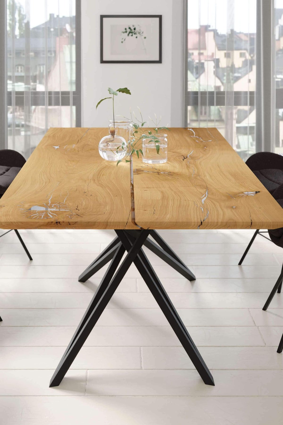 Nature Art Dining Table Q (Metal Leg)