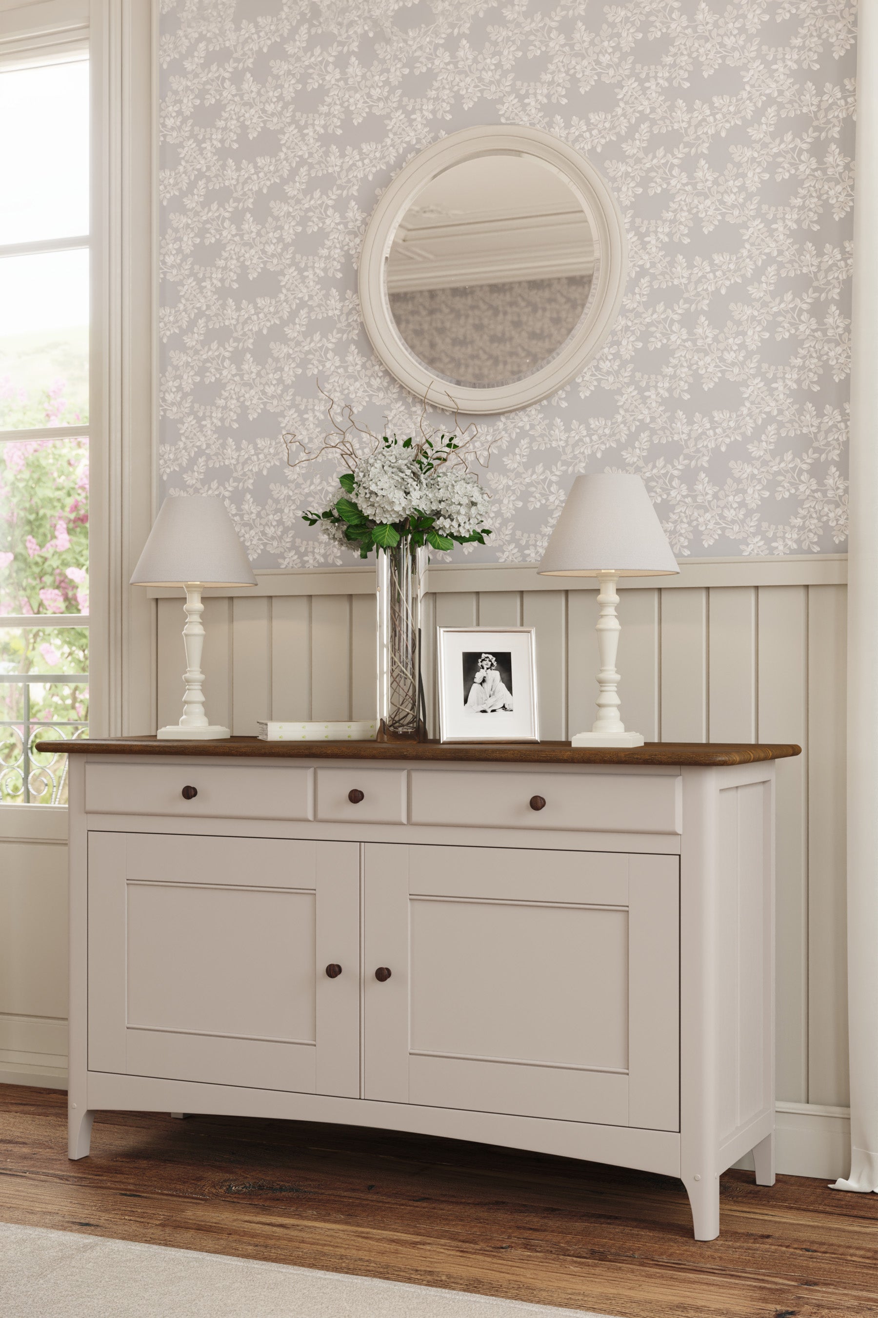 Soft Truffle Dark Chestnut Hapton 2 Door 3 Drawer Sideboard