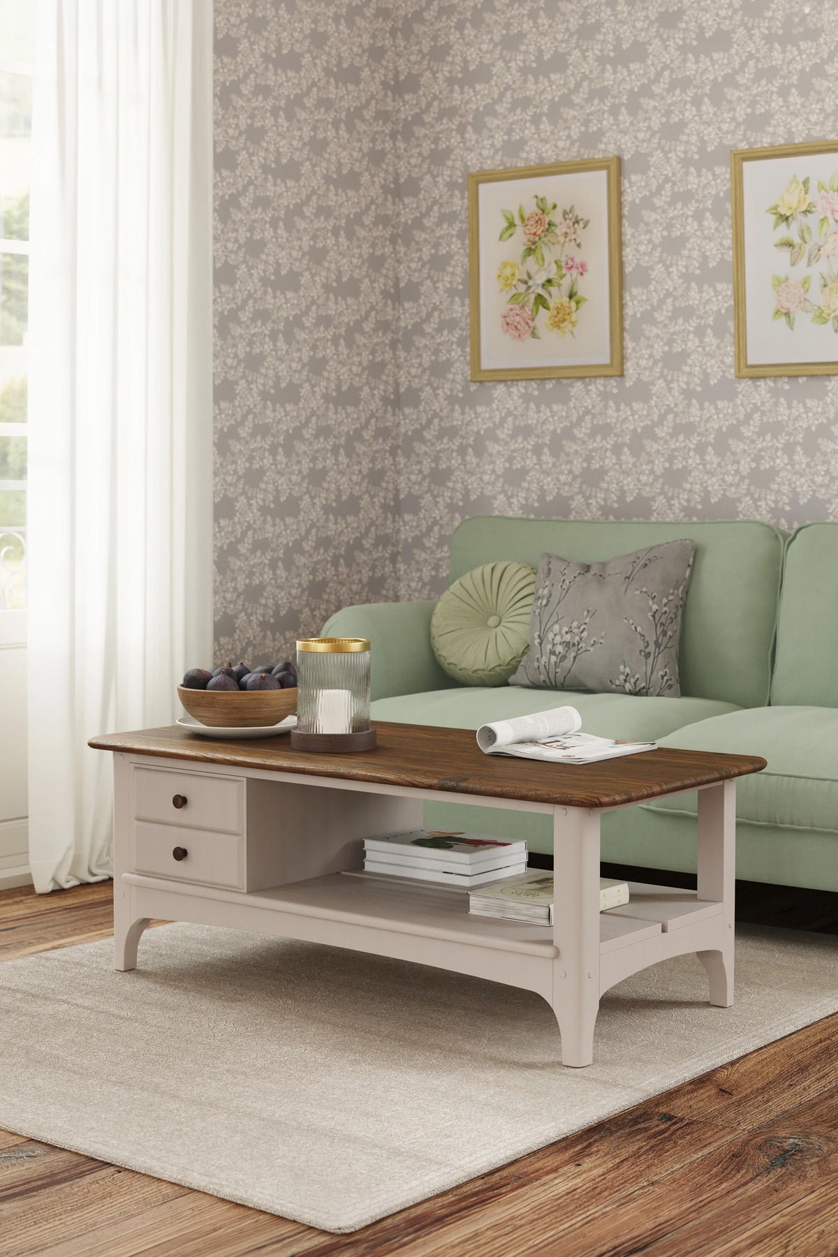 Soft Truffle Dark Chestnut Hapton 2 Drawer Coffee Table