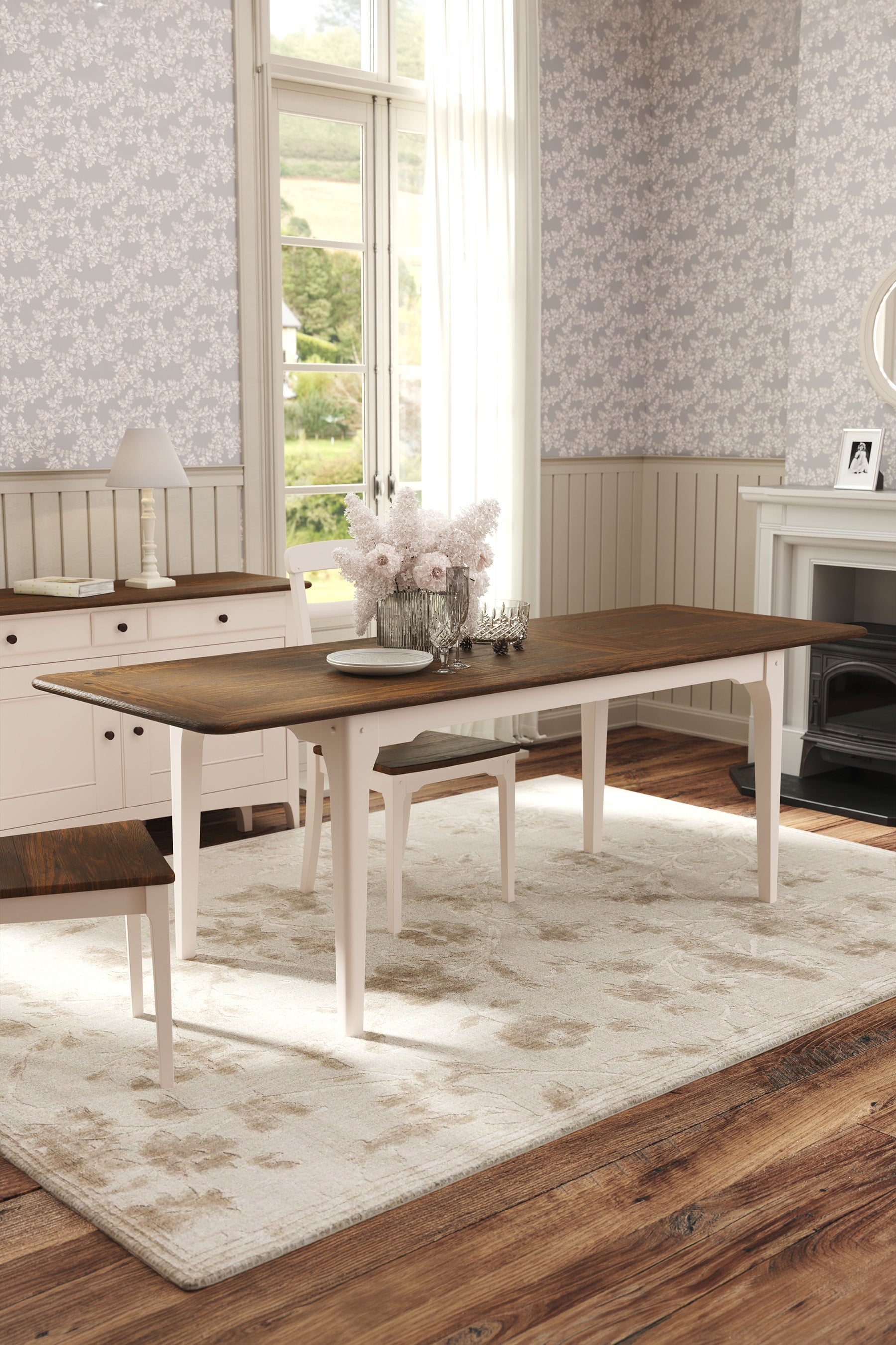 Soft Truffle Dark Chestnut Hapton 6-8 Seater Extending Dining Table