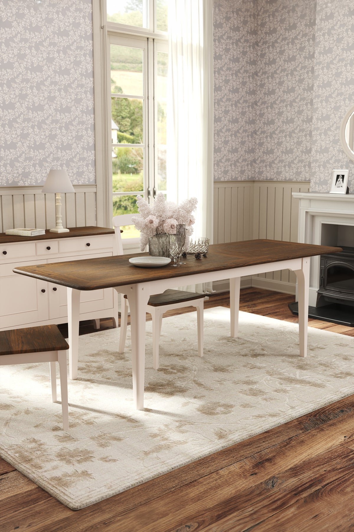 Soft Truffle Dark Chestnut Hapton 6-8 Seater Extending Dining Table