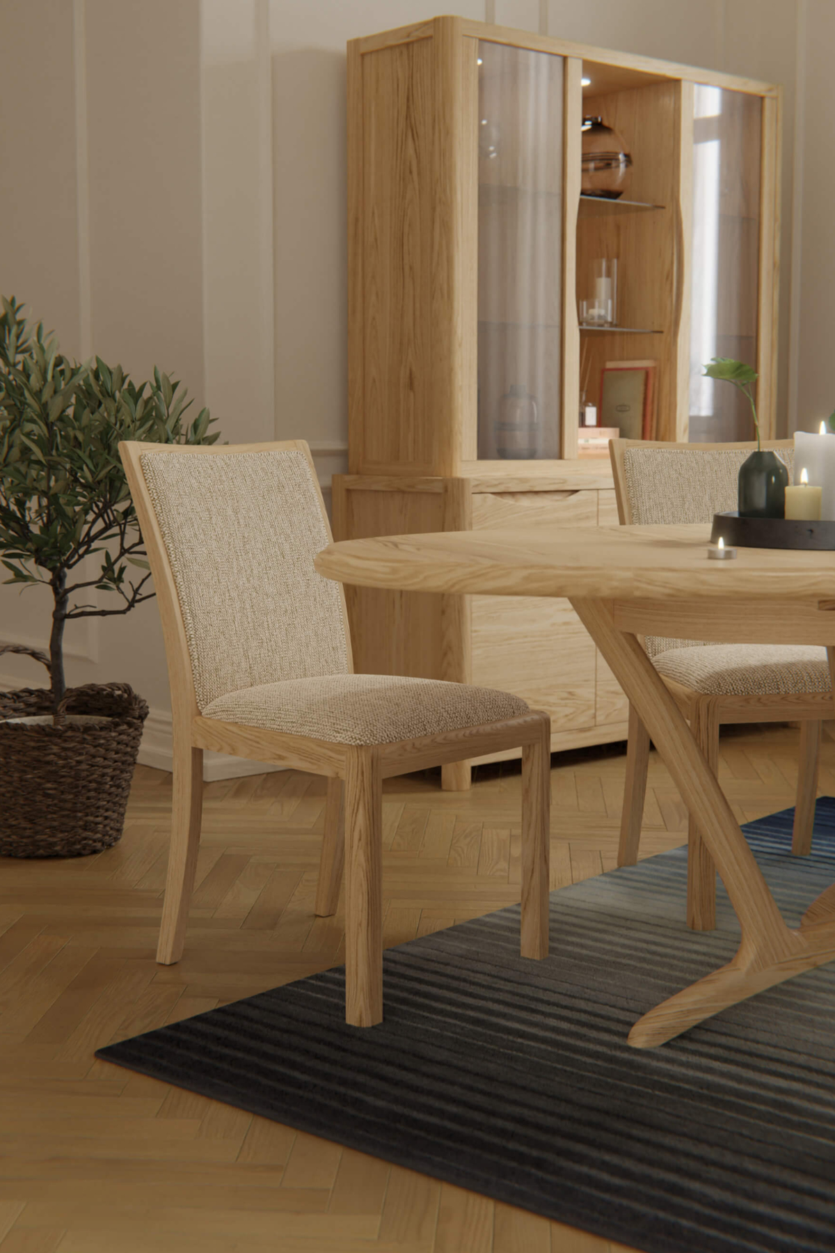 Stockholm Low Back Chair in Natural Fabric