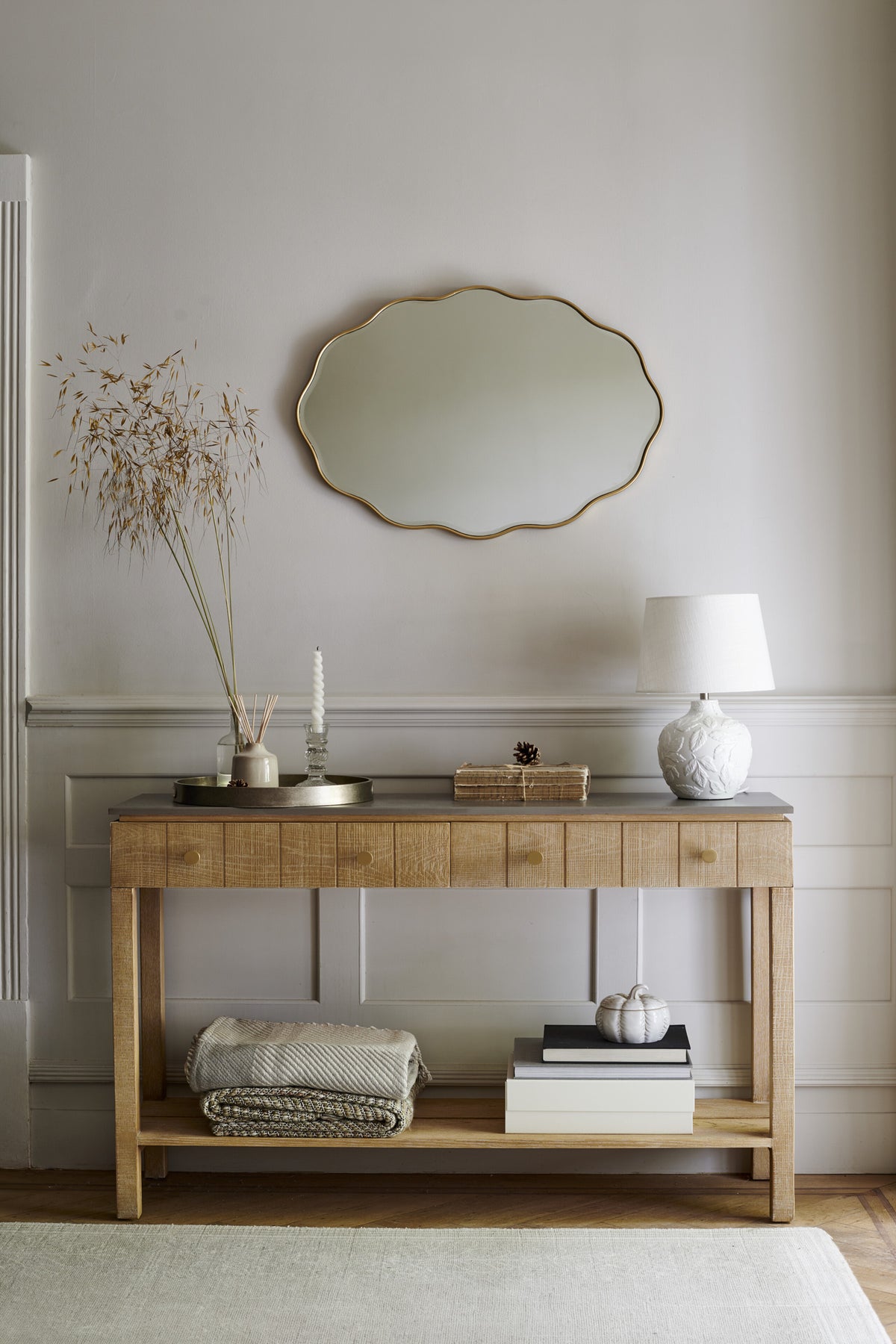 Washed Oak Braystone 2 Drawer Console Table