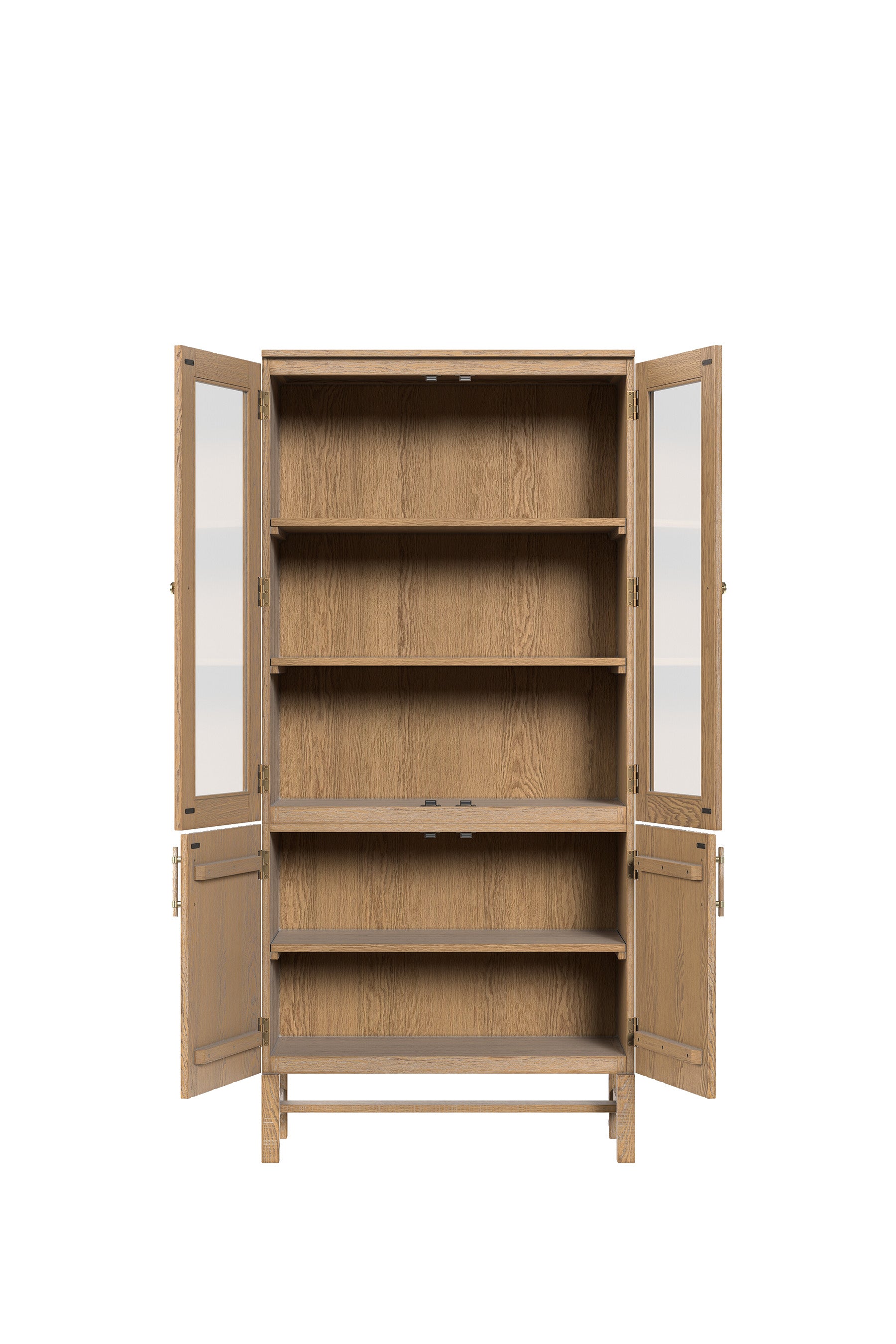 Washed Oak Braystone 4 Door Glazed Cabinet