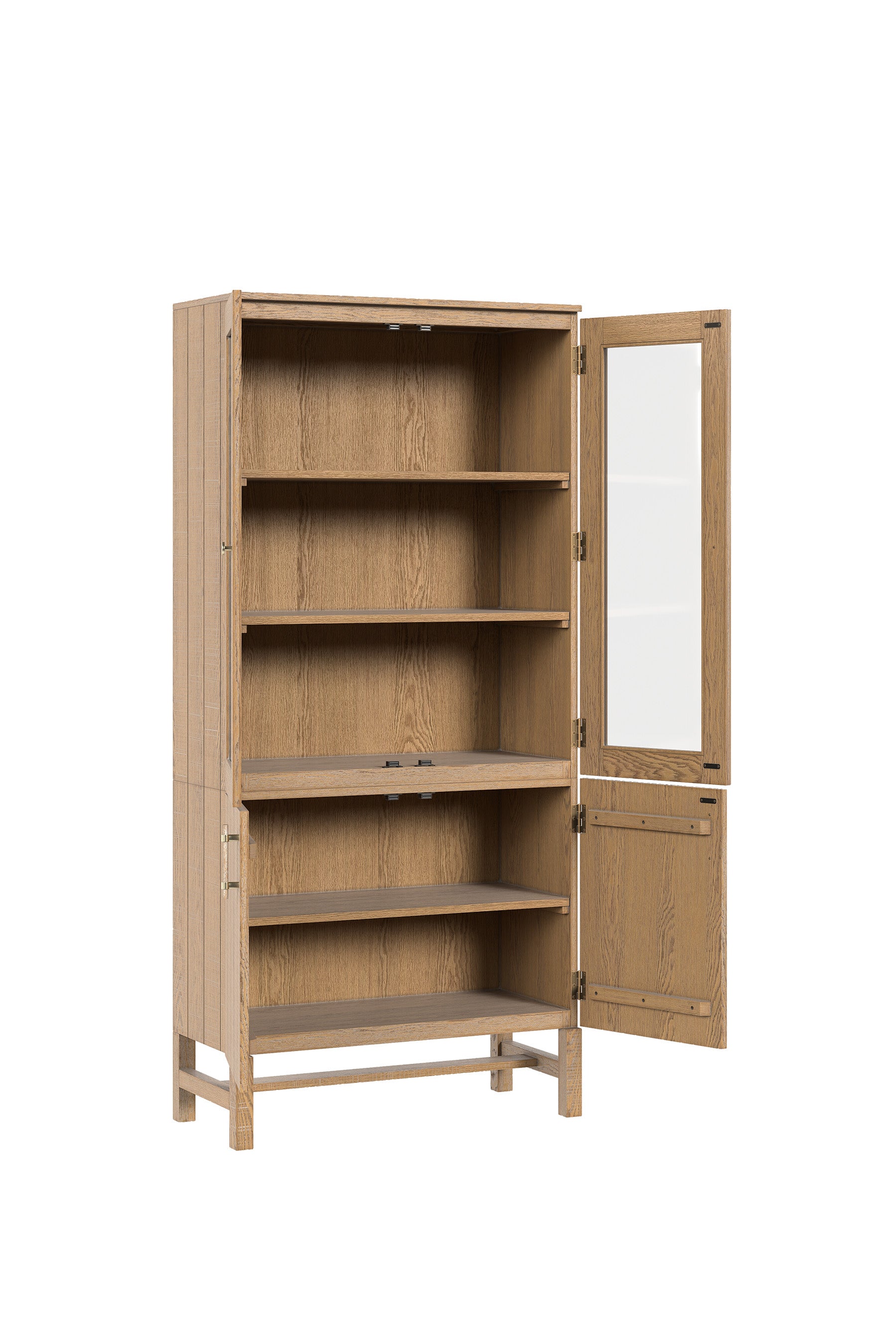 Washed Oak Braystone 4 Door Glazed Cabinet