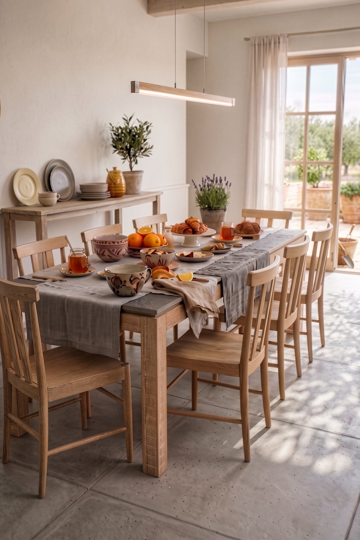 Washed Oak Braystone 6-8 Seater Fixed Dining Table