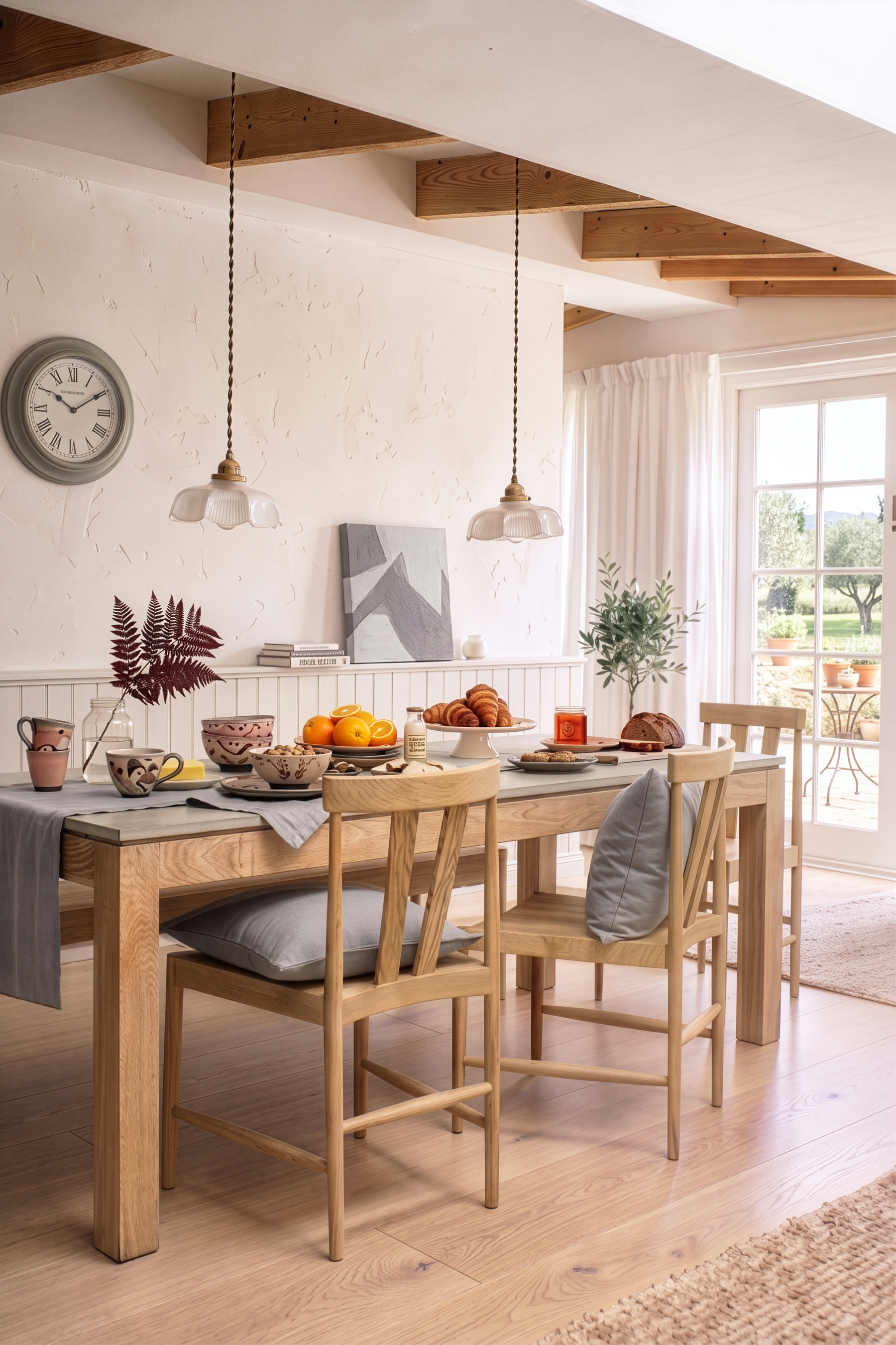 Washed Oak Braystone 6-8 Seater Fixed Dining Table
