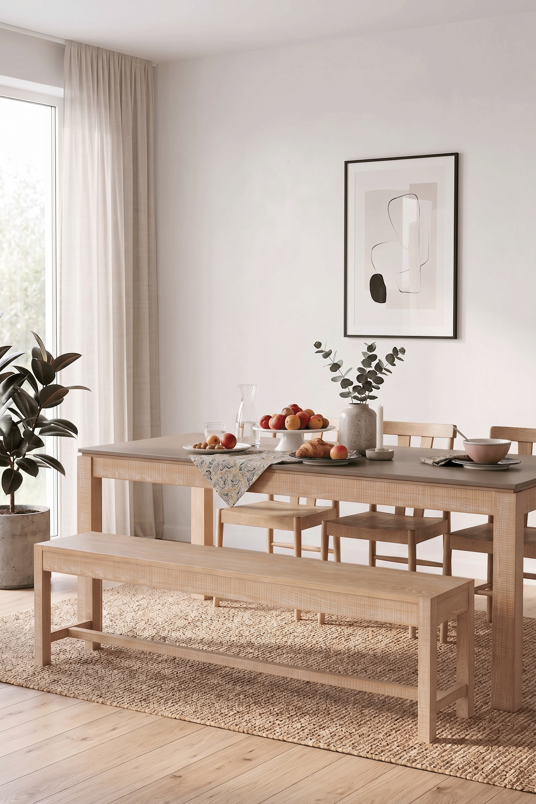 Washed Oak Braystone Dining Bench