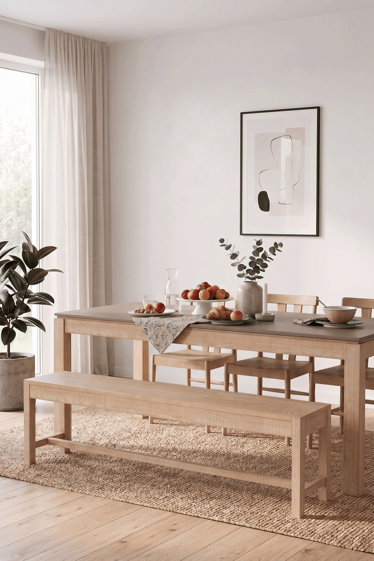 Washed Oak Braystone Dining Bench