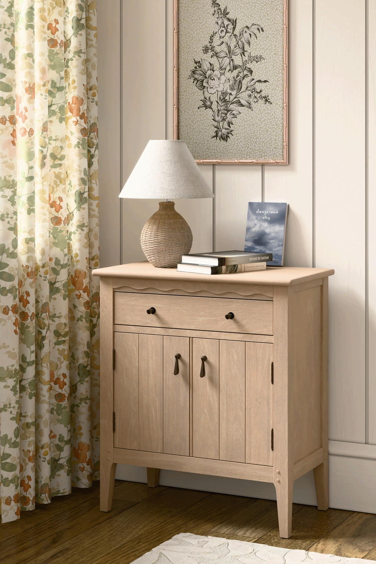 Washed Oak Calford 2 Door 1 Drawer Cabinet