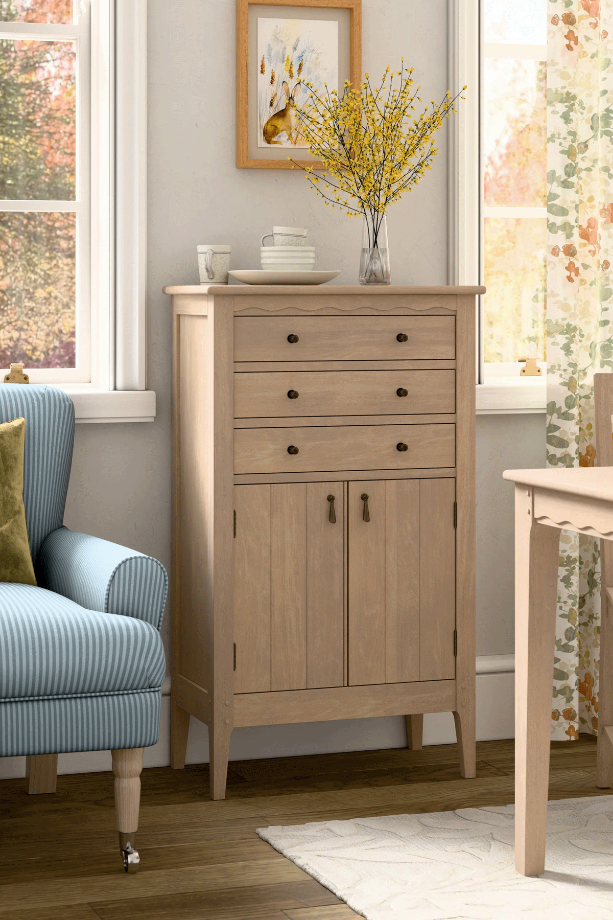 Washed Oak Calford 2 Door 3 Drawer Cabinet